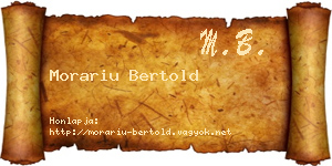 Morariu Bertold névjegykártya